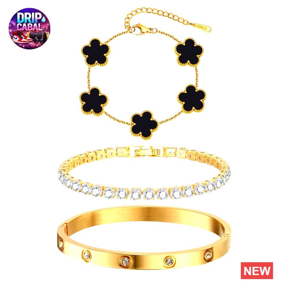 Stackable Gold Plated Bangle Bracelets Set Elegan… - image 1